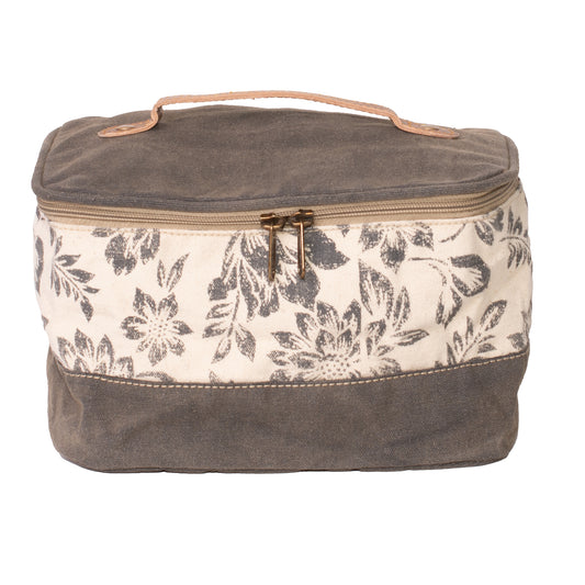 Flower Print Upcycled Canvas Washbag/Cosmetic Bag (1012)