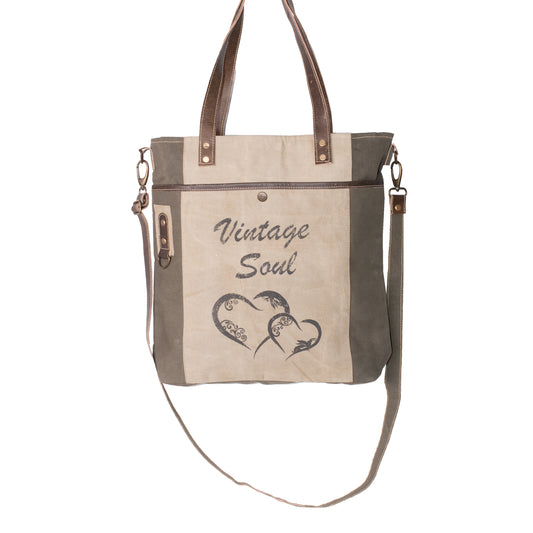 'Vintage Soul' Upcycled Canvas Shopper Tote (1018)
