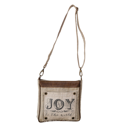 'Joy to the World' Upcycled Canvas Cross Body Bag (838)